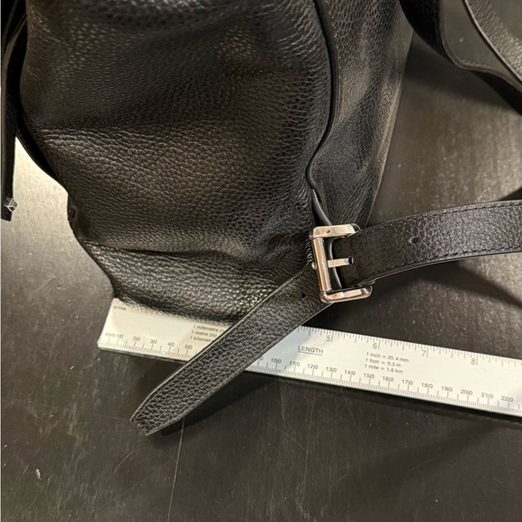 NWOT Michael Kors Riley Studded Black Pebbled Leather Drawstring Backpack Bag - Picture 9 of 13